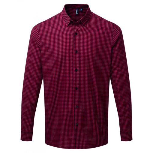 Férfi ing Premier PR252 Maxton Check Men S Long Sleeve Shirt -M, Black/Red
