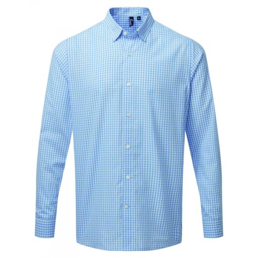 Férfi ing Premier PR252 Maxton Check Men S Long Sleeve Shirt -2XL, Light Blue/White