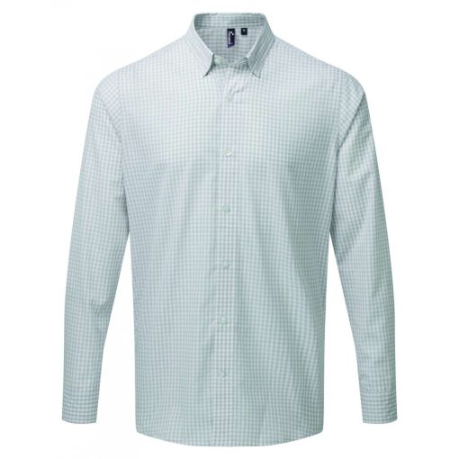 Férfi ing Premier PR252 Maxton Check Men S Long Sleeve Shirt -S, Silver/White