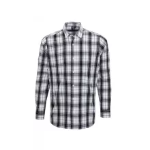 Férfi ing Premier PR254 Ginmill Check - Men S Long Sleeve Cotton Shirt -XL, Black/Whit