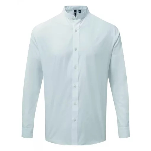 Uniszex ing Premier PR258 Banded Collar Grandad Long Sleeve Shirt -2XL, White