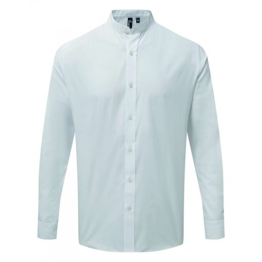 Uniszex ing Premier PR258 Banded Collar Grandad Long Sleeve Shirt -S, White