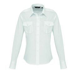 Női blúz Premier PR310 Women S Long Sleeve pilot Shirt -3XL, White