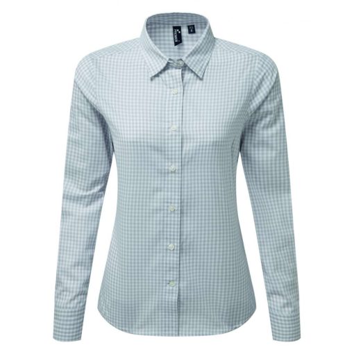 Női blúz Premier PR352 Maxton Check Women S Long Sleeve Shirt -S, Silver/White