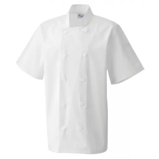 Uniszex kabát Premier PR656 Short Sleeve Chef S Jacket -4XL, White