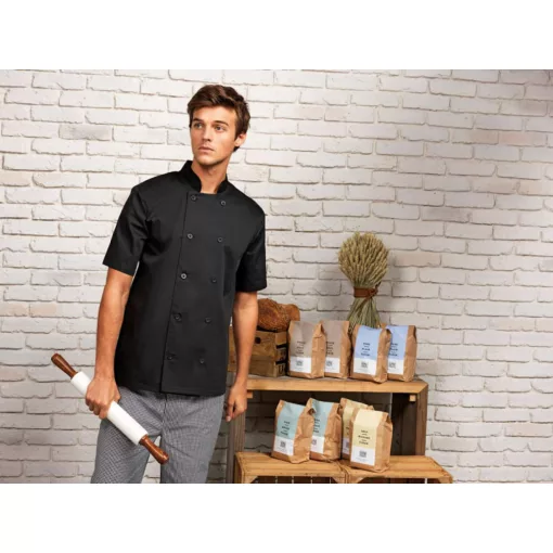 Uniszex kabát Premier PR656 Short Sleeve Chef S Jacket -XL, White