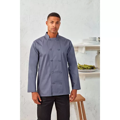 Uniszex kabát Premier PR657 Long Sleeve Chef’S Jacket -2XL, Steel