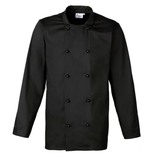 Uniszex kabát Premier PR661 ‘Cuisine Long Sleeve Chef’S Jacket -M, Black