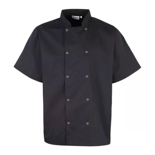 Uniszex kabát Premier PR664 Chef S Short Sleeve Stud Jacket -XL, Black
