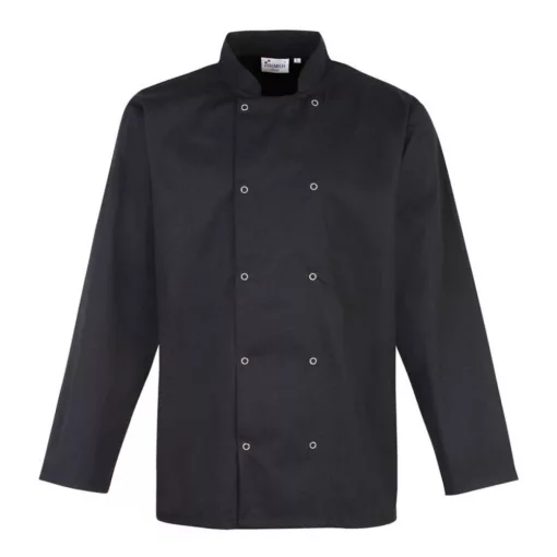 Férfi kabát Premier PR665 Chef S Long Sleeve Stud Jacket -3XL, Black