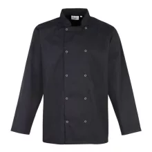 Férfi kabát Premier PR665 Chef S Long Sleeve Stud Jacket -XS, Black