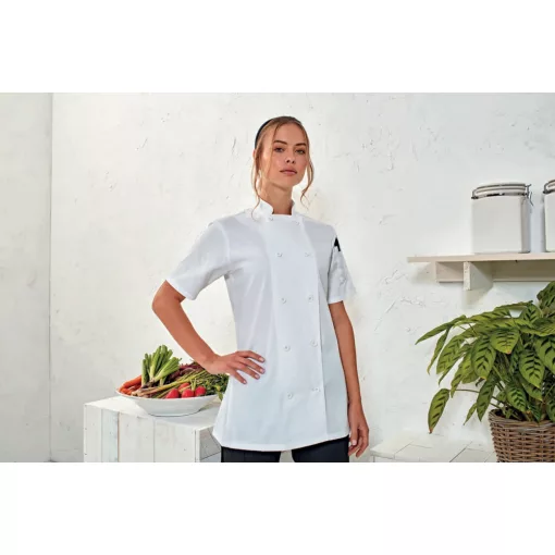 Női kabát Premier PR670 Women S Short Sleeve Chef S Jacket -M, White