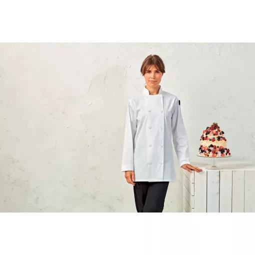 Női kabát Premier PR671 Ladies’ Long Sleeve Chef’S Jacket -L, White