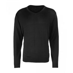 Férfi Premier PR694 Men S Knitted v-neck Sweater -XXS, Black