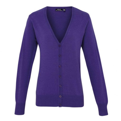 Női Premier PR697 Women S Button-Through Knitted Cardigan -2XL, Purple