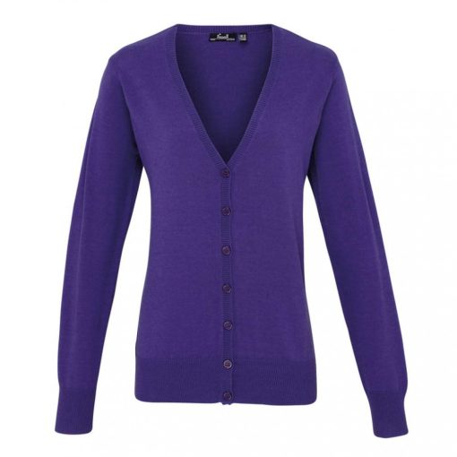 Női Premier PR697 Women S Button-Through Knitted Cardigan -5XL, Purple