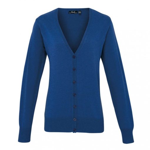 Női Premier PR697 Women S Button-Through Knitted Cardigan -2XL, Royal