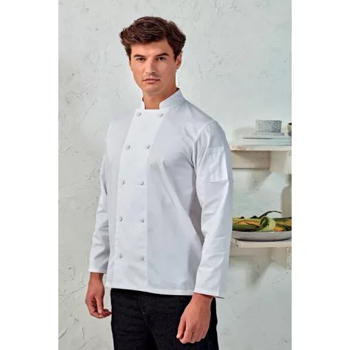 Uniszex kabát Premier PR903 Chef S Long Sleeve Coolchecker Jacket With Mesh Back panel