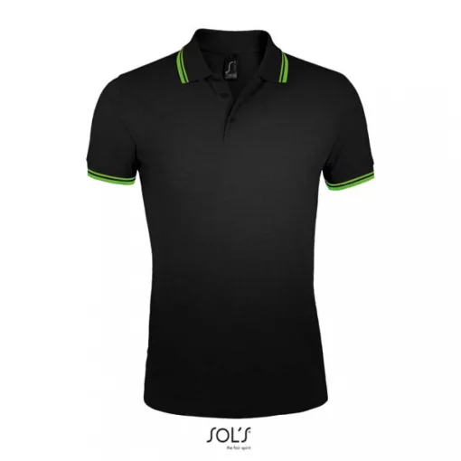 Férfi galléros póló SOL S SO00577 Sol S pasadena Men - polo Shirt -2XL, Black/Lime