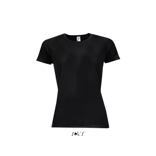 Női póló SOL S SO01159 Sol S Sporty Women - Raglan-Sleeved T-Shirt -S, Black