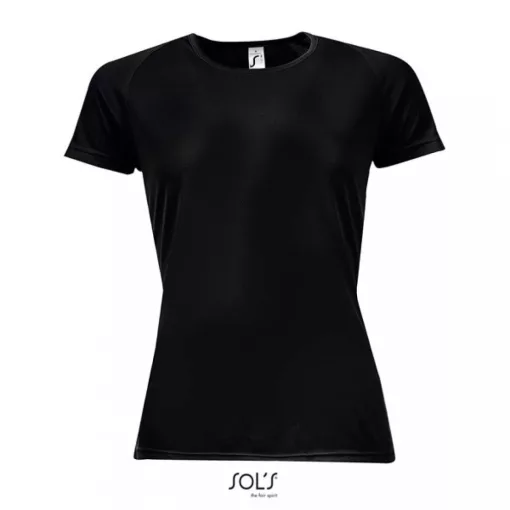 Női póló SOL S SO01159 Sol S Sporty Women - Raglan-Sleeved T-Shirt -S, Black