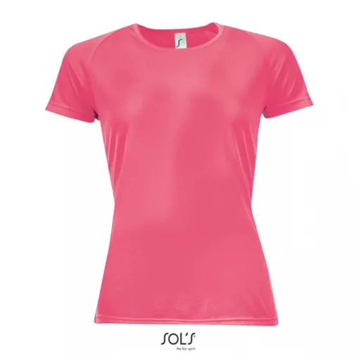 Női póló SOL S SO01159 Sol S Sporty Women - Raglan-Sleeved T-Shirt -M, Neon Coral