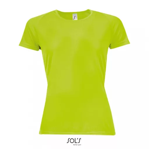 Női póló SOL S SO01159 Sol S Sporty Women - Raglan-Sleeved T-Shirt -S, Neon Green