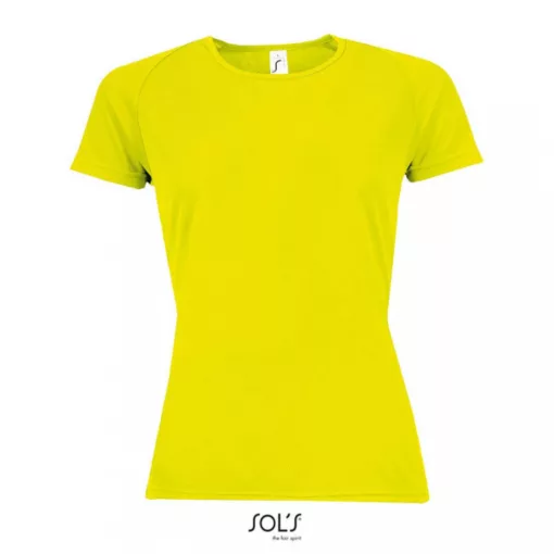 Női póló SOL S SO01159 Sol S Sporty Women - Raglan-Sleeved T-Shirt -XL, Neon Yellow