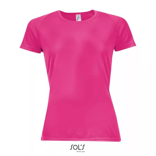 Női póló SOL S SO01159 Sol S Sporty Women - Raglan-Sleeved T-Shirt -M, Neon Pink 2