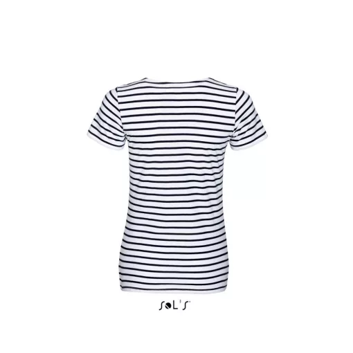Női póló SOL S SO01399 Sol S Miles Women - Kereknyakú Csíkos póló -L, White/Navy