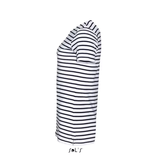 Női póló SOL S SO01399 Sol S Miles Women - Kereknyakú Csíkos póló -L, White/Navy