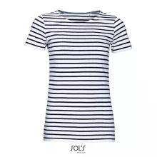 Női póló SOL S SO01399 Sol S Miles Women - Kereknyakú Csíkos póló -L, White/Navy