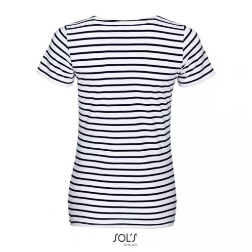 Női póló SOL S SO01399 Sol S Miles Women - Kereknyakú Csíkos póló -S, White/Navy