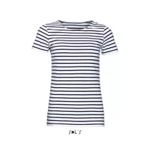 Női póló SOL S SO01399 Sol S Miles Women - Kereknyakú Csíkos póló -XL, White/Navy