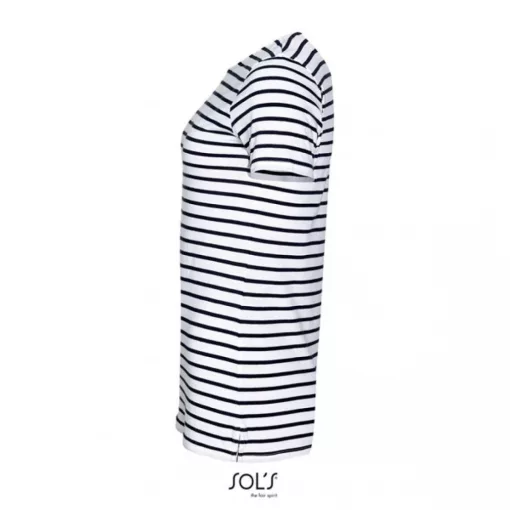 Női póló SOL S SO01399 Sol S Miles Women - Kereknyakú Csíkos póló -XS, White/Navy
