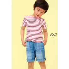 Gyerek póló SOL S SO01400 Sol S Miles Kids - Round neck Striped T-Shirt -8A, White/Nav