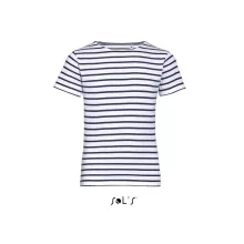 Gyerek póló SOL S SO01400 Sol S Miles Kids - Round neck Striped T-Shirt -8A, White/Nav