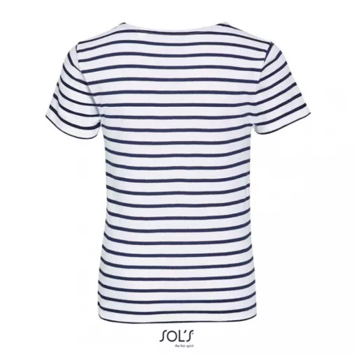 Gyerek póló SOL S SO01400 Sol S Miles Kids - Round neck Striped T-Shirt -8A, White/Nav