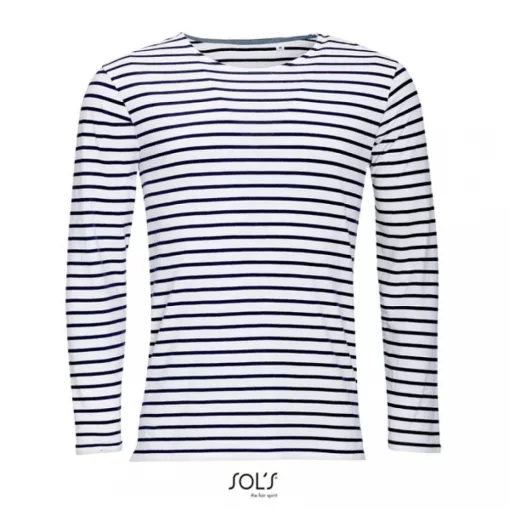 Férfi póló SOL S SO01402 Sol S Marine Men - Hosszú Ujjú Csíkos póló -S, White/Navy