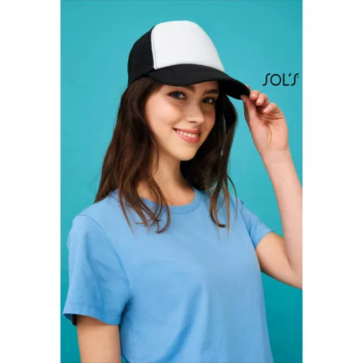 Uniszex sapka SOL S SO01668 Sol S Bubble - Five panel Mesh Cap -Egy méret, White/Red