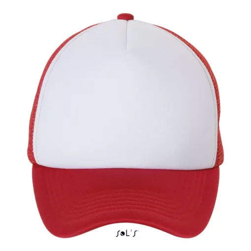 Uniszex sapka SOL S SO01668 Sol S Bubble - Five panel Mesh Cap -Egy méret, White/Red