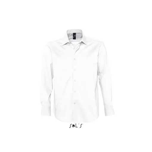 Férfi ing SOL S SO17000 Sol S Brighton - Long Sleeve Stretch Men S Shirt -4XL, White