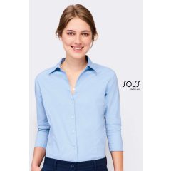 Női blúz SOL S SO17010 Sol S Effect - 3/4 Sleeve Stretch Women S Shirt -S, Dark Blue