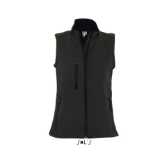 Női kabát SOL S SO46801 Sol S Rallye Women - Sleeveless Softshell Jacket -M, Black