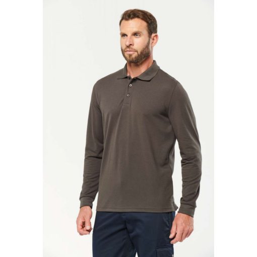 Férfi galléros póló Designed To Work WK276 Men S Long-Sleeved polo Shirt -S, Dark Grey