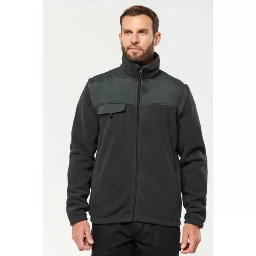 Uniszex kabát Designed To Work WK9105 Fleece Jacket With Removable Sleeves -S, Dark Gr
