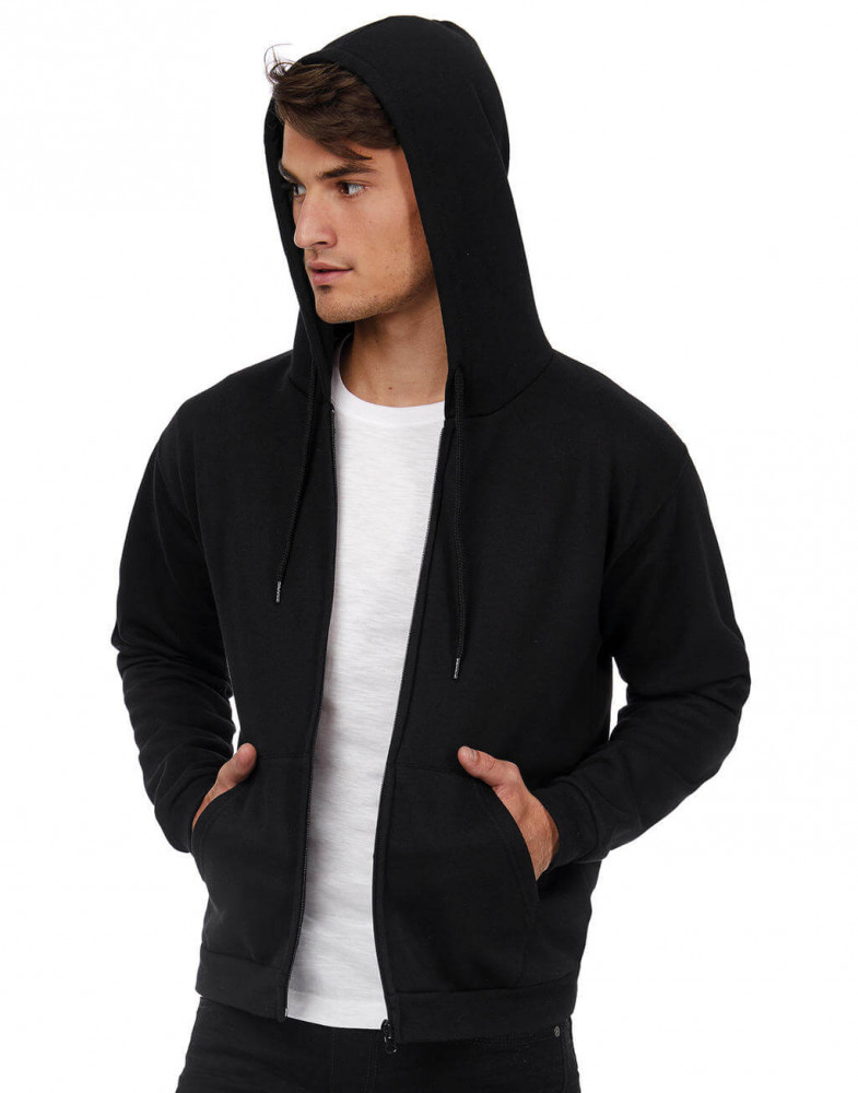 Férfi kapucnis hosszú ujjú pulóver B and C ID.205 50/50 Hooded Full Zip Sweat Unisex M, Fekete Férfi kapucnis hosszú ujjú pulóver B and C ID.205 50/50 Hooded Full Zip Sweat Unisex M, Fekete