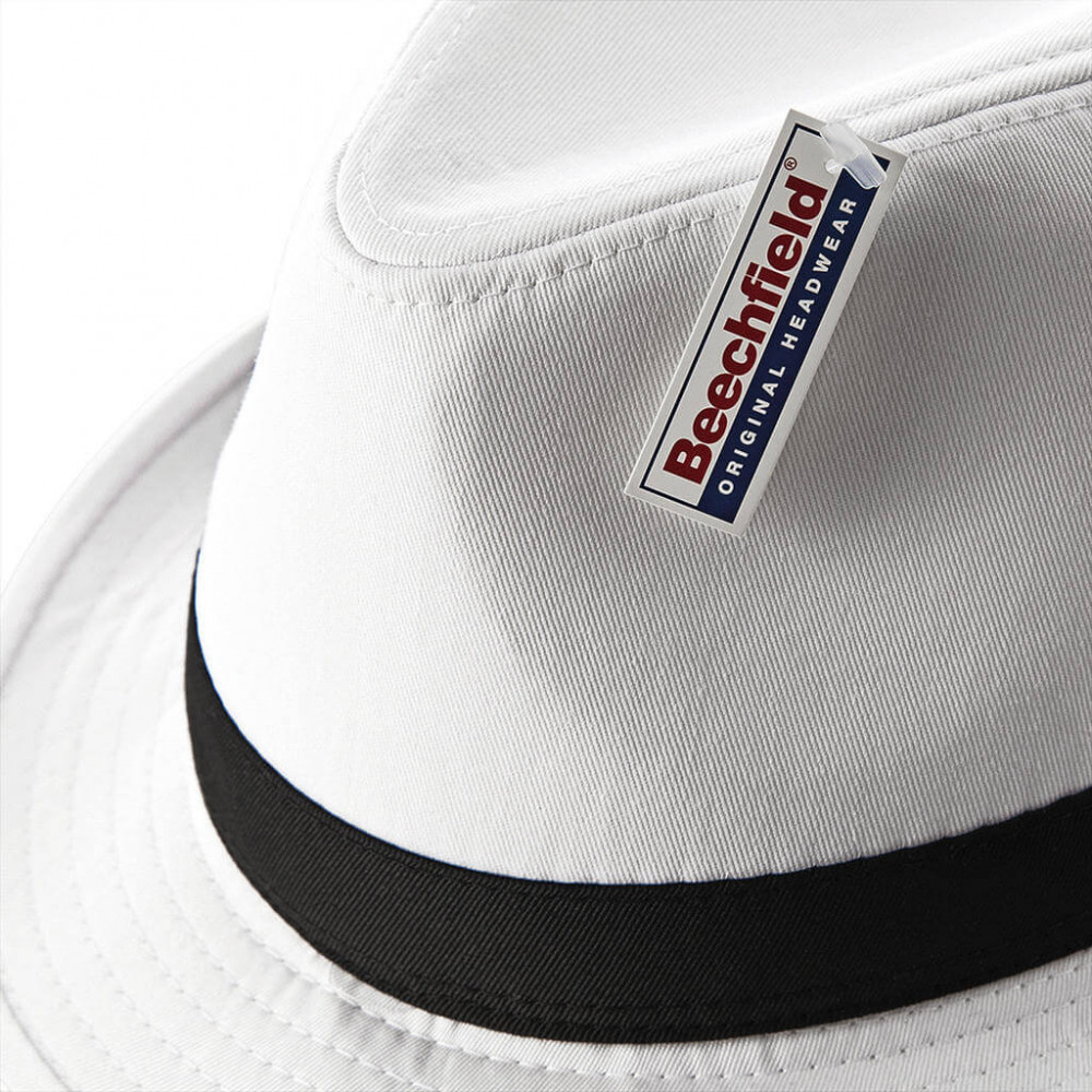 Női kalap Beechfield Fedora L/XL, Fehér/Fekete