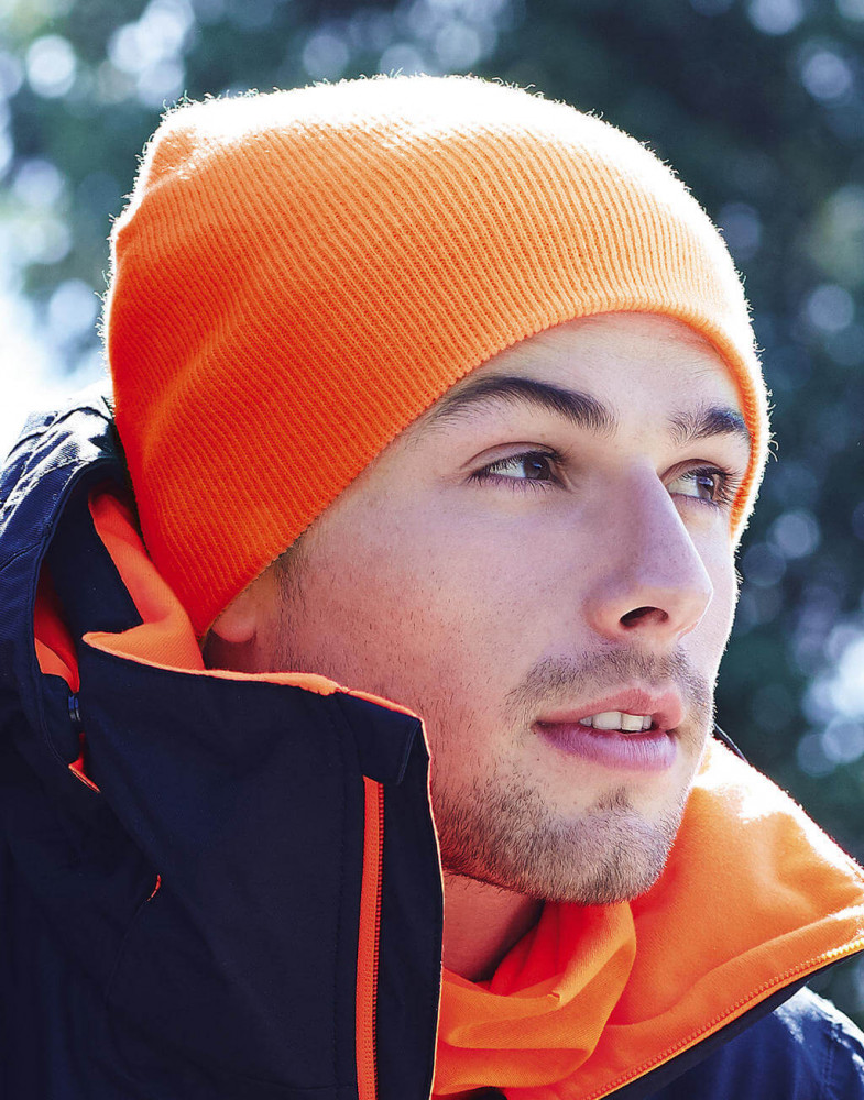 Uniszex téli sapka Beechfield Original Pull-On Beanie Egy méret, Fluorescent Narancssárga