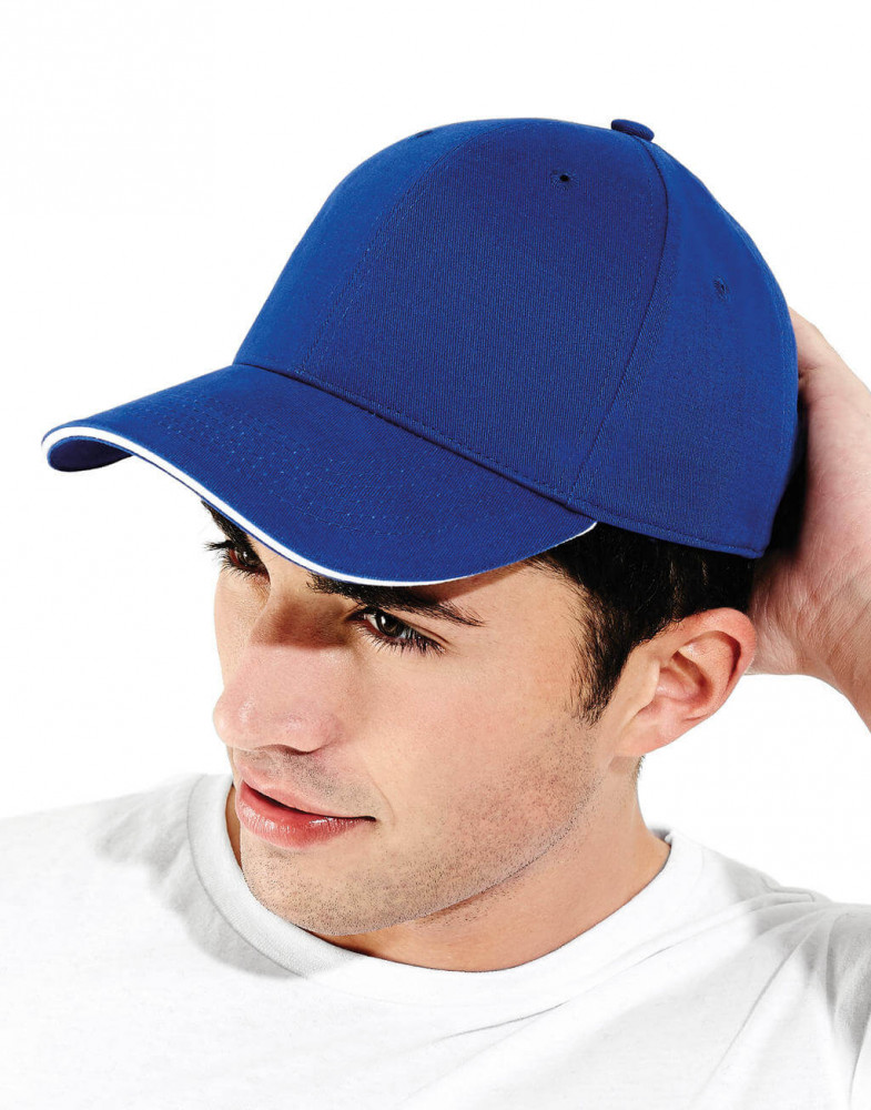Uniszex sapka Beechfield Athleisure 6 Panel Cap Egy méret, Narancssárga/Fehér